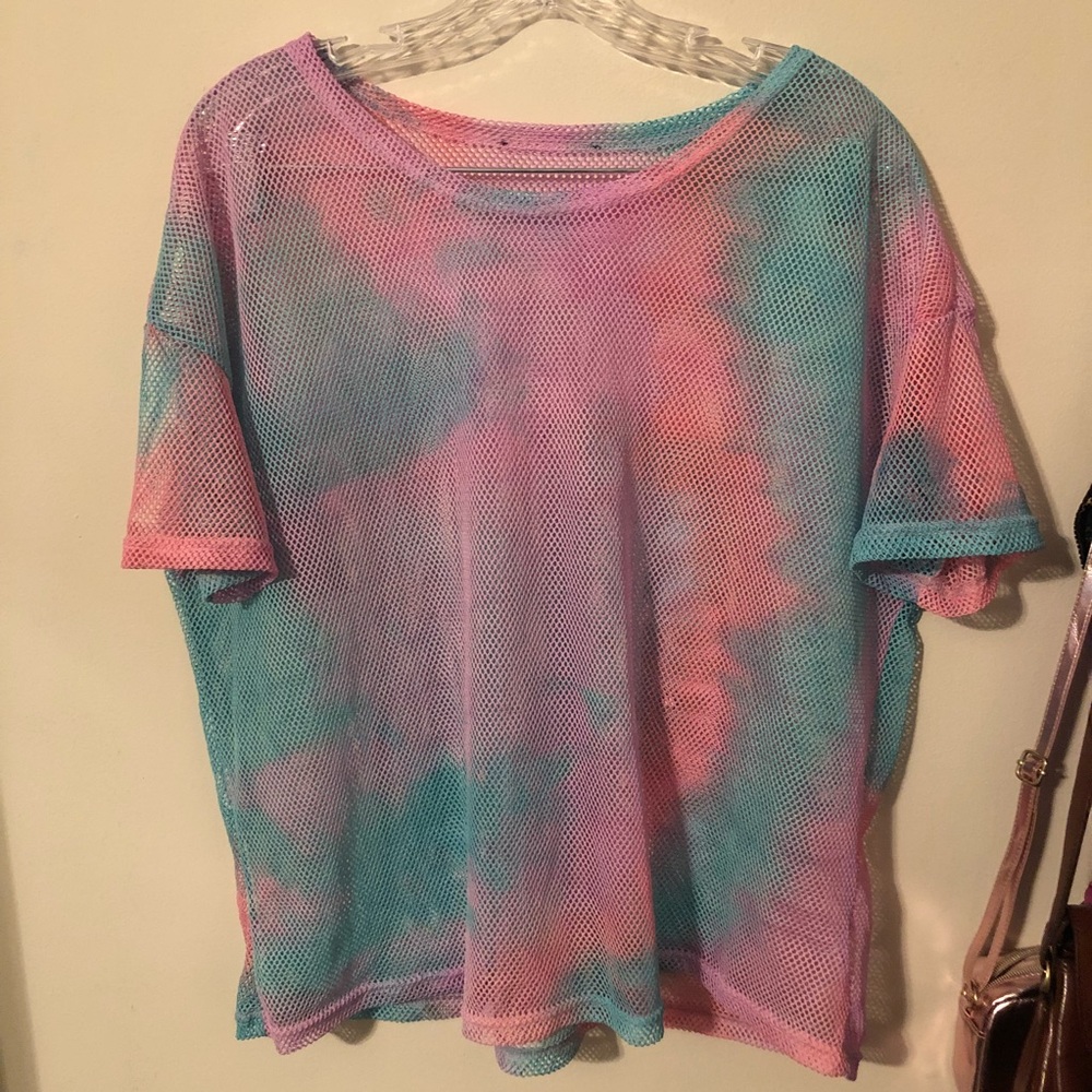 Cotton Candy Tie-Dye Oversized Mesh Tee